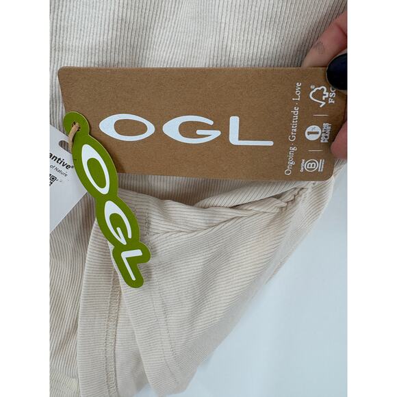 OGL Top Size M NEW Boat Neck Ruched Elastic Open Back Brami Tank Ivory Cream - Picture 3 of 15